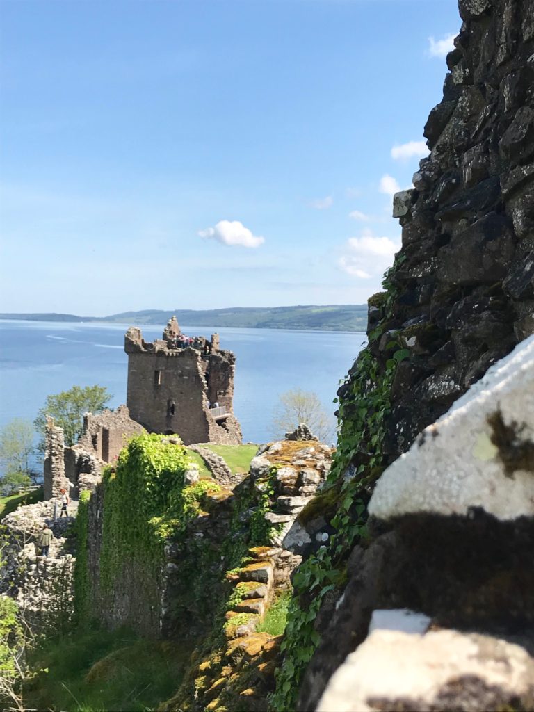 The ruins of Urquhart Castle along Loch Ness in Scotland