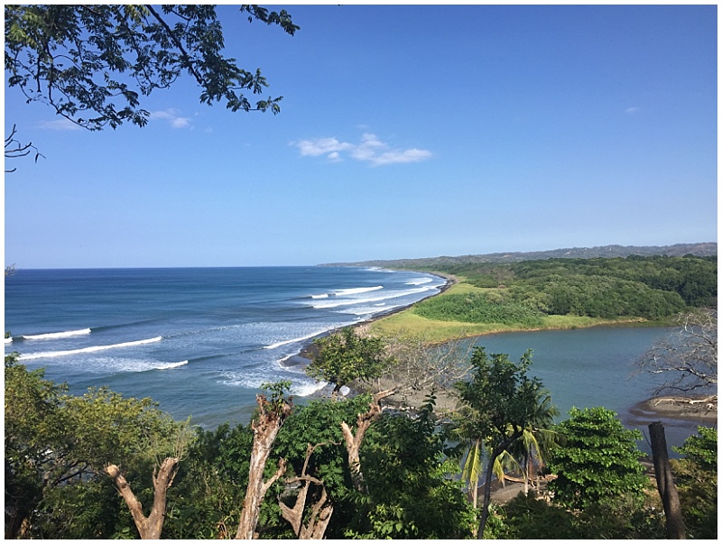 Looking down to where the Nosara River meets the Pacific Ocean in Nosara, Costa Rica