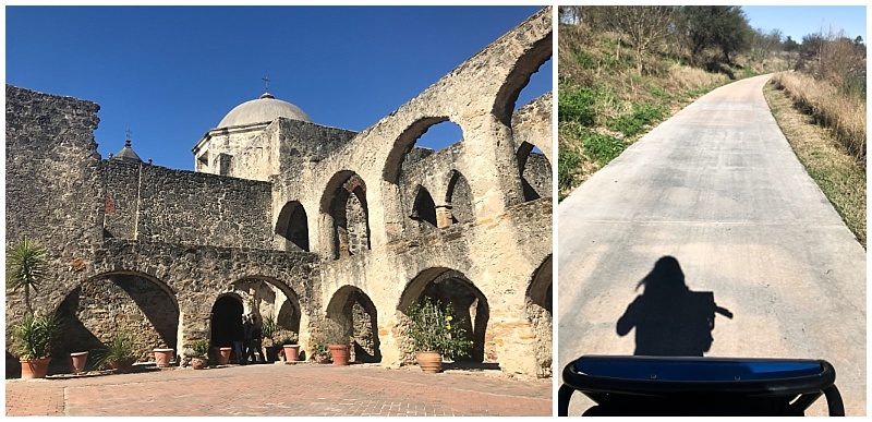 The San Jose Mission and the bike trail that runs between the Missions in San Antonio, TX
