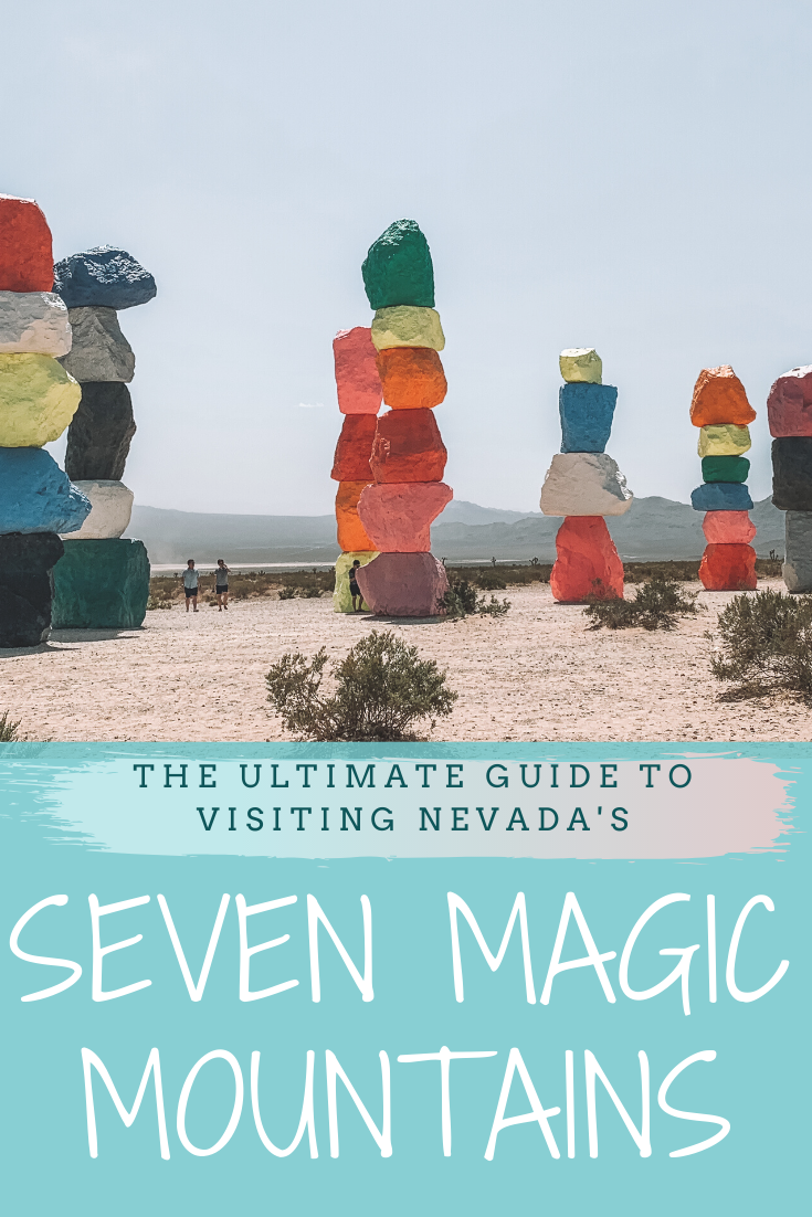 The colorful stone totems that make up the Seven Magic Mountains